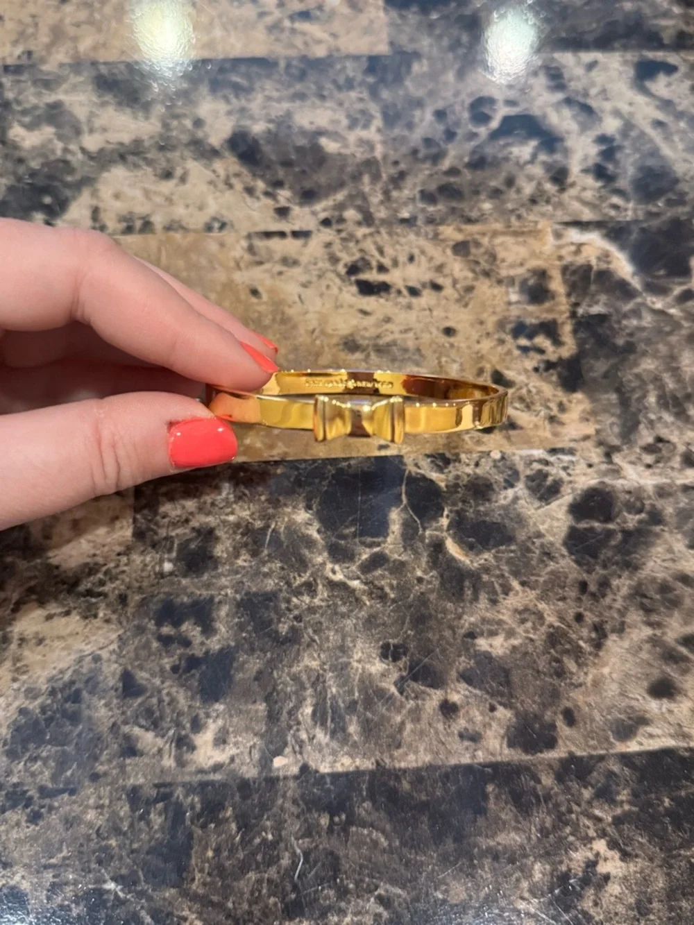 Kate Spade "Take a Bow" Gold Slip-On Bangle Bracelet - Picture 2 of 8